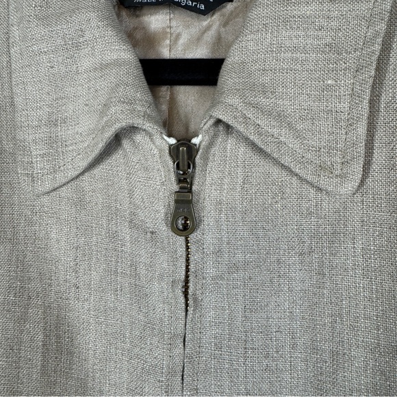 Vintage Daniel Hechter Beige Linen Blend Zip Jacket Size 10  Contemporary Luxury - Picture 6 of 16